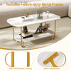 Modern 2-tier Tea Table Faux Marble Top Coffee Table-White