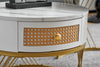 Round Nesting Coffee Tables Set Stacking Side Tables with Storage Drawer White