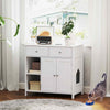 Chic Cat Litter Box Enclosure Hidden Cat Washroom Side Cabinet w/ 2 Drawers