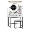 Modern Vanity Dressing Table with LED Light Mirror Stool Shelves 2 Drawers