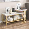 Set of 2 Coffee Nesting Table Set Detachable 2-Tier Sofa Side Table Faux Marble