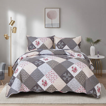 Boho Bedspread Quilte Set Throw Rugs Patchwork Bedding Double Size Pillowcases