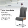 2PCS Grey Dining Chairs Velvet High Back Metal Leg Design Dinging Room Kitchen