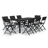 9 Piece Garden Dining Set Grey and Black