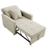 Folding Sofa Bed Fabric Cream Sleeper Pull Out Convertible Arm Chair Adjustable