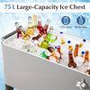 75L Rolling Ice Chest Portable Patio Beverage Cooler Cart-Grey