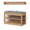 Shoe Bench Cabinet 2-Tier Flip-door Shoe Storage Rack with Seat Cushion Bamboo