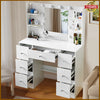 White Dressing Table with LED Mirror Modern Makeup Desk Vanity Table Set Bedroom