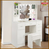 Modern Dressing Table Makeup Desk with Mirror Drawers Stool 10 LED Light Bedroom
