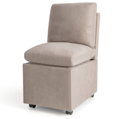 Modern Armless Accent Chair Bedroom Single Sofa Lounge Chair with Storage