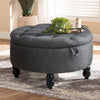 Chesterfield Ottoman Storage Footstool Wooden Coffee Table Linen Pouffe Buttoned