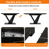 Extendable Dining Table Kitchen Table, Black Marble MDF Top 120-160x75x75.5cm