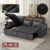 L Shaped 3 Seater Sofa Convertible Sofa Bed with Storage Chaise Corduroy Grey