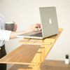 Natural Bamboo Standing Desk Converter Dual Monitor Stand Sit Stand Riser Stand