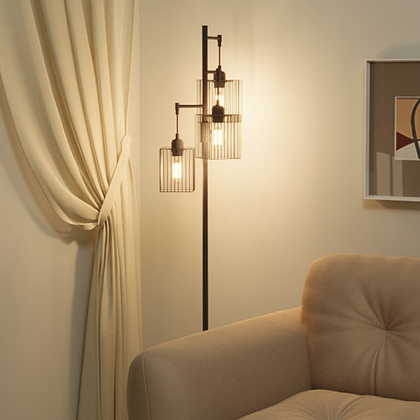 Modern Floor Lamp Free Standing Light Metal Shade Dimmable Bedroom Living Room