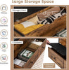 Storage Ottoman Bench Padded Seat Cushion Storage Chest with 2 Drawers
