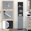 Freestanding Bathroom Storage Cabinet with 3 Open Shelves & Door Cabinet Grey