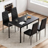 4pcs High Back Black Faux Leather Dining Chairs Padded Seat Dining Room Kitchen