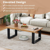 Coffee Table Farmhouse 120cm Rectangle Wooden Oak Black Living Room Center Unit
