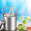 Ice Bucket 1.2L Large Stainless Steel Insutaled Double Wall With Lid & Tong