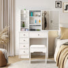 Dressing Table Wood Makeup Desk with Slide Mirror 5 Drawers Stool Bedroom White