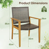 4Pcs Outdoor Dining Chair Patio Garden Chairs Acacia Wood PE Wicker Armchairs