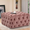 Velvet Chesterfield Footstool Deep Button Pouffe Ottoman Coffee Table Stool Seat