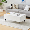 Coffee Table Lift Up Top With Storage Shelf Living Room Home Office White