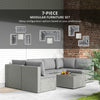 7 Pieces Rattan Garden Furniture Set with Cushions, Grey