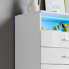 Bedroom White Chest of 4 Drawers High Gloss Bedside Cabinet with RGB LED Lights