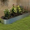 Galvanised Raised Garden Bed Metal Planter Box w/Open Bottom, Grey/Green/Sliver