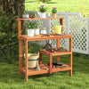 Garden Potting Bench Table with Storage & Teak Oil Finish-Natural