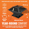 SQUARE FIRE PIT BBQ GRILL HEATER OUTDOOR GARDEN FIREPIT BRAZIER PATIO OUTSIDE