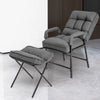 Modern Accent Chair Linen Fabric Arm Chair Upholstered Single Chair w/Ottoman