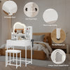 LED Lighted Dressing Table Cloud Shape Mirror Makeup Vanity Desk Space Saving