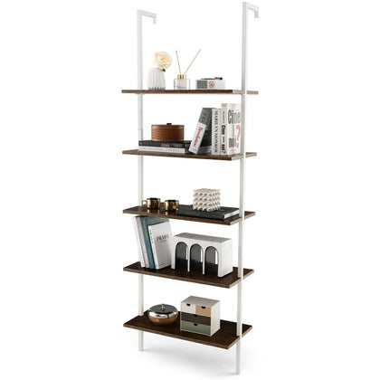 5-Tier Ladder Shelf Bookshelf Wall Mounted Storage Organizer Plant Display Rack