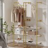 Heavy Duty Pipe Clothes Rail Wall Mounted Garment Rack Ladder Storage Shelves UK