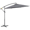 3m Garden Banana Parasol Cantilever Umbrella with Cross Base Grey