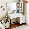 Dressing Table with LED Mirror Modern Makeup Desk Vanity Table + Glass Cabinet
