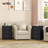 1/2x Bedside Table Cabinets w/ Charging Station Nightstand Storage Unit 3 Drawer