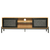 150cm Modern TV Unit Cabinet Storage TV Stand With 2 Rattan Doors Living Room