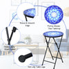 Outdoor Plant Stand Folding Mosaic Side Table Round End Table w/Ceramic Tile Top