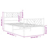 Metal Bed Frame with Headboard and Footboard White 107x203 cm