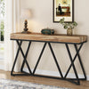 55 Inch Industrial Console Table, Wooden Entryway Sofa Table with Metal Base