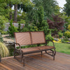 Outdoor Swing Glider Chair Cozy Patio Bench Steel Rocking Garden Loveseat Brown
