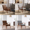 Mid-Century Modern Wooden Frame Armchair Deep Button Padded Lounge Tub Chair UK