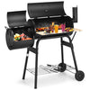 57cm Charcoal Grill BBQ with Thermometer, Stand Wheels& Cooker with Porcelain