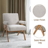 Wooden Frame Accent Armchair Corduroy/Linen Upholstered Padded Single Sofa Chair