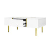 Modern High-gloss Coffee Table with 2 drawer for Living Room, White