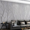 Modern Flocking 3D Embossed Wallpaper Grey Silver Tree Branches Wall Paper Decor